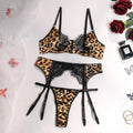 House Of Dasein Internet Celebrity Hot Selling Sexy Wild Leopard Lace Splicing Comfortable Three-Piece Set - Leopard Print - S