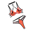 House Of Dasein Color Blocking Detachable Two-Piece Sexy Bra Set Embroidered Splicing Lingerie For Women - L