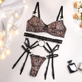 House Of Dasein Leopard Print Sheer Sexy Wild Three Piece Set Underwear - Leopard Print - M
