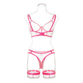 Lace Mesh Sheer Bra For Women With Seductive Design - Rose Red - L