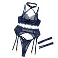 Sexy Lingerie Lace Temptation Eyelash Up Bodysuit Shapewear Cross Border Exclusive Supply Source - Dark Blue - M