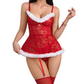House Of Dasein Christmas Uniform Strap Perspective Lace Sexy Underwear - L