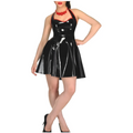 House Of Dasein Latex Halter A Line Dress Blue Rubber Clubwear Skirt Women's Costumes - Black - S