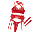 Sexy Lingerie Lace Temptation Eyelash Up Bodysuit Shapewear Cross Border Exclusive Supply Source - Red - S
