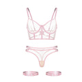 Lace Mesh Sheer Bra For Women With Seductive Design - Pink - L