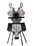 House Of Dasein Lace Patchwork Leopard Print Fabric Low Cut Without Steel Ring Sexy Lingerie For Women - Black Leopard Pattern Color - M