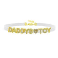 House Of Dasein Sexy Gold Color Letters Daddys Toy Choker Collar Necklace Men Women Ddlg Role Age Play Suede Leather Chocker Cosplay Jewelry - White - 32Cm Plus 7Cm - 1-10 Custom Letters