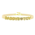 House Of Dasein Sexy Gold Color Letters Daddys Toy Choker Collar Necklace Men Women Ddlg Role Age Play Suede Leather Chocker Cosplay Jewelry - Beige - 40Cm Plus 7Cm - 1-10 Custom Letters