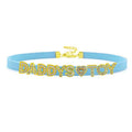 House Of Dasein Sexy Gold Color Letters Daddys Toy Choker Collar Necklace Men Women Ddlg Role Age Play Suede Leather Chocker Cosplay Jewelry - Sky Blue - 32Cm Plus 7Cm - Daddys Toy