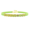 House Of Dasein Sexy Gold Color Letters Daddys Toy Choker Collar Necklace Men Women Ddlg Role Age Play Suede Leather Chocker Cosplay Jewelry - Grass Green - 32Cm Plus 7Cm - Daddys Toy