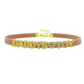 House Of Dasein Sexy Gold Color Letters Daddys Toy Choker Collar Necklace Men Women Ddlg Role Age Play Suede Leather Chocker Cosplay Jewelry - Brown - 32Cm Plus 7Cm - 1-10 Custom Letters