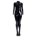 Sexy Shiny Full Body Patent Leather Open Crotch Catsuits Bodysuits - Shiny Black - S