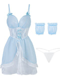 House Of Dasein Fairy Princess Cosplay Sexy Lingerie Women Bowtie Back Dance Stage Costumes - Light Blue - Below 90 Kg