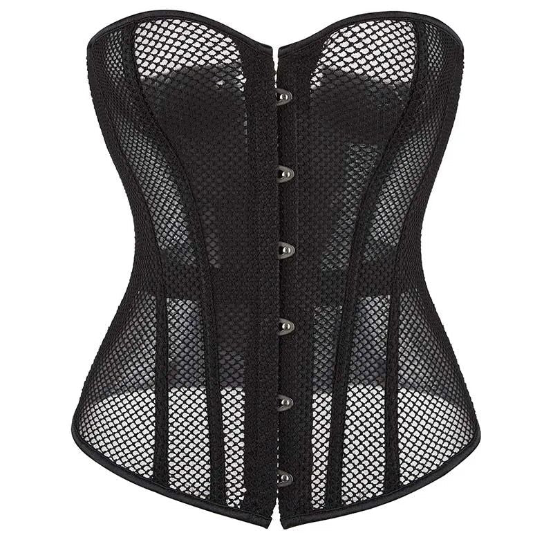 House Of Dasein Transparent Gothic Corset With Thong Plus Size S-6Xl Mesh Net Lingerie Bustier Medium - M