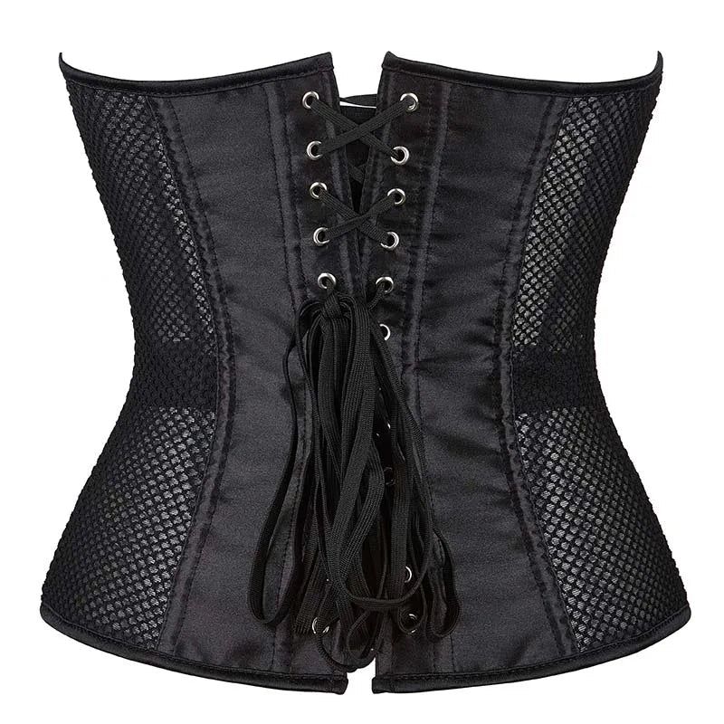 House Of Dasein Transparent Gothic Corset With Thong Plus Size S-6Xl Mesh Net Lingerie Bustier Medium - M