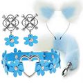 House Of Dasein Cute Fox Tail Anal Plug Cat Ears Headbands Set Adult Toys For Women - Blue - Style C
