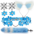 House Of Dasein Cute Fox Tail Anal Plug Cat Ears Headbands Set Adult Toys For Women - Blue - Style B