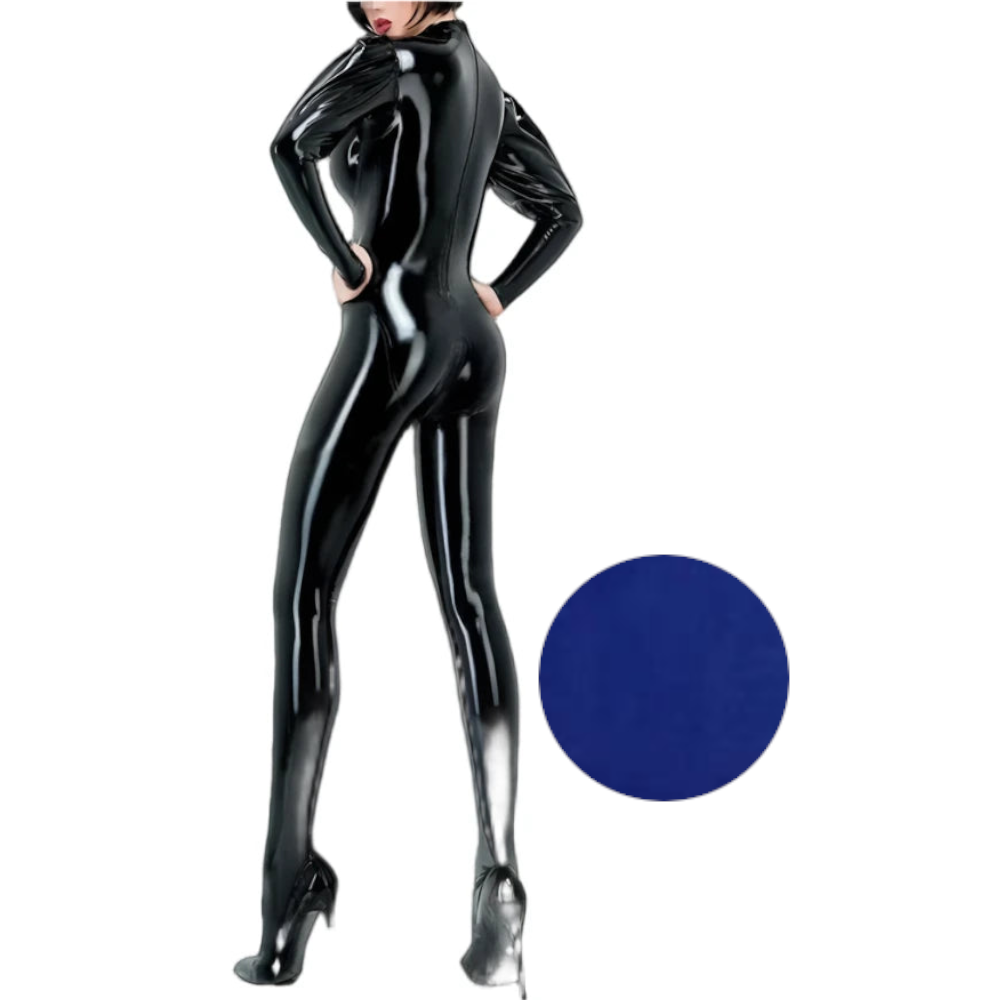 House Of Dasein Sexy Latex Gummi Catsuit With Puff Sleeves Handmade Bodysuit For Women And Men - Blue - Men-M - Men