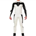 House Of Dasein White And Black Latex Catsuit No Socks Front Crotch Zip For Men Costumes - White - M