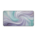 Story Nest Books Elegant Pastel Purple Turquoise Paint Swirl Large Desk Mat Mouse Pad Unique Office Accessory Gift For Her 3 Sizes - 16" Ã— 32"