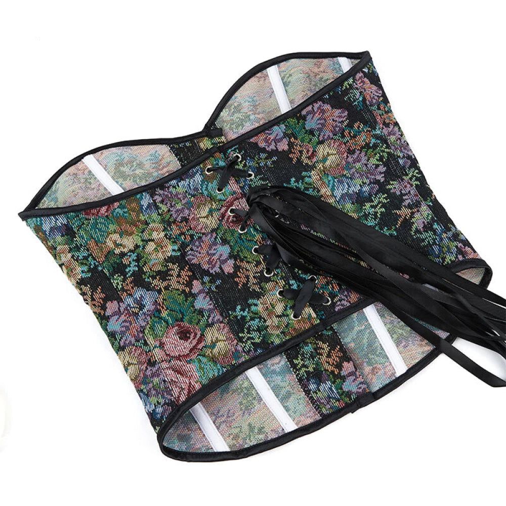 House Of Dasein Floral Print Corselet Plus Size Strapless Corset Top For Women Medium - M
