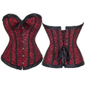 House Of Dasein Floral Lace Up Overbust Corset For Mature Women - Red 4Xl - Red - 5Xl