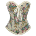 House Of Dasein Floral Lace Trim Overbust Corset Women 1920S Retro Bustier With Boning And Front Busk Closure 525 Small - Xxl