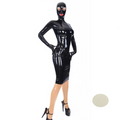 House Of Dasein Rubber Latex Long Sleeve Dress Mask Gloves With 3D Breast Cup Handmade Costume - White - Women S