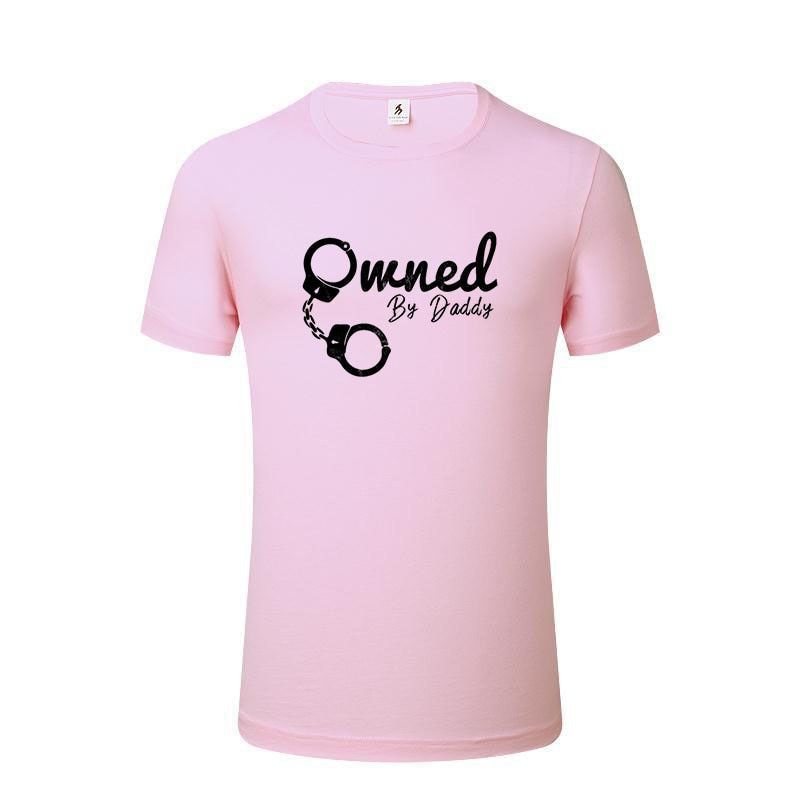 House Of Dasein Owned By Daddy Shirt Bdsm Ddlg Submissive T-Shirts For Fantasy And Fetish Use - Pink - Xl