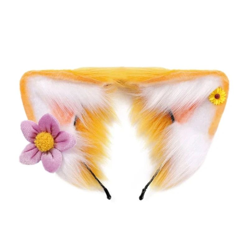 House Of Dasein Women Girls Cartoon Fox Ears Shaped Headband Plush Hair Hoop Cosplay Accessories - Style E-Adult