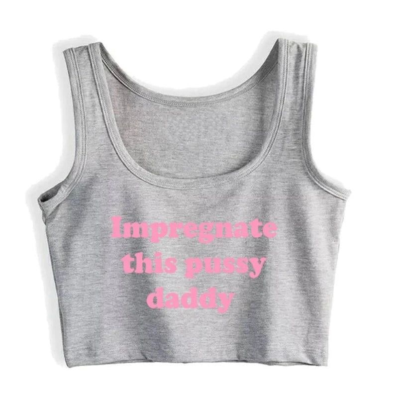House Of Dasein Impregnate This Pussy Daddy Design Sugar Baby Slim Crop Top Erotic Clothing - Light Grey - Xl