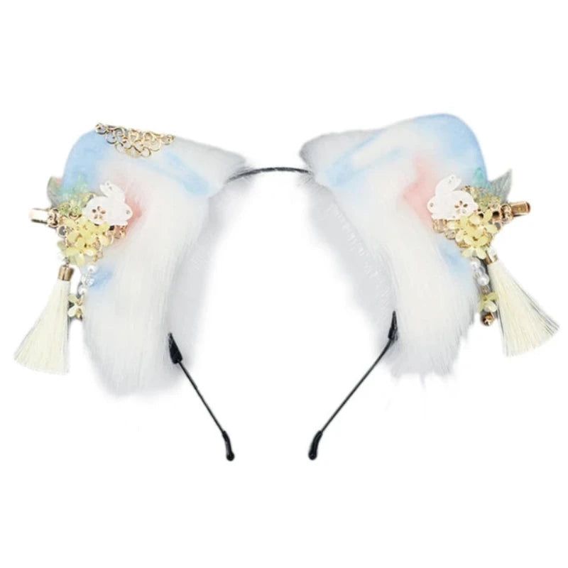 House Of Dasein Women Girls Cartoon Fox Ears Shaped Headband Plush Hair Hoop Cosplay Accessories - Style P2