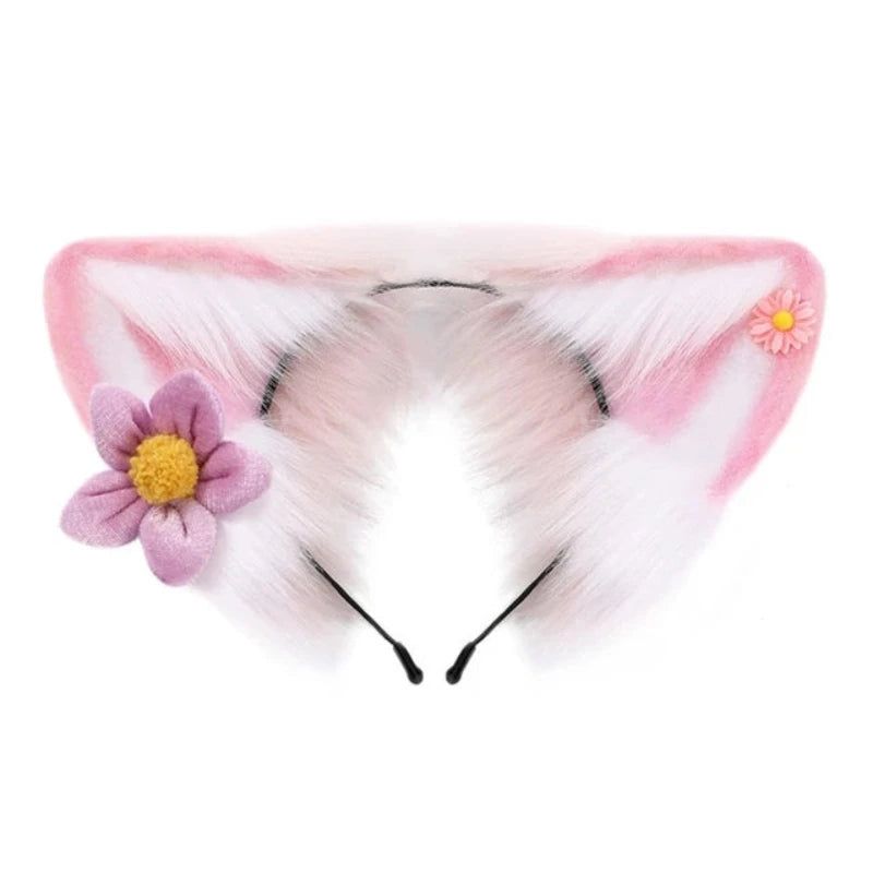 House Of Dasein Women Girls Cartoon Fox Ears Shaped Headband Plush Hair Hoop Cosplay Accessories - Style O-Adult