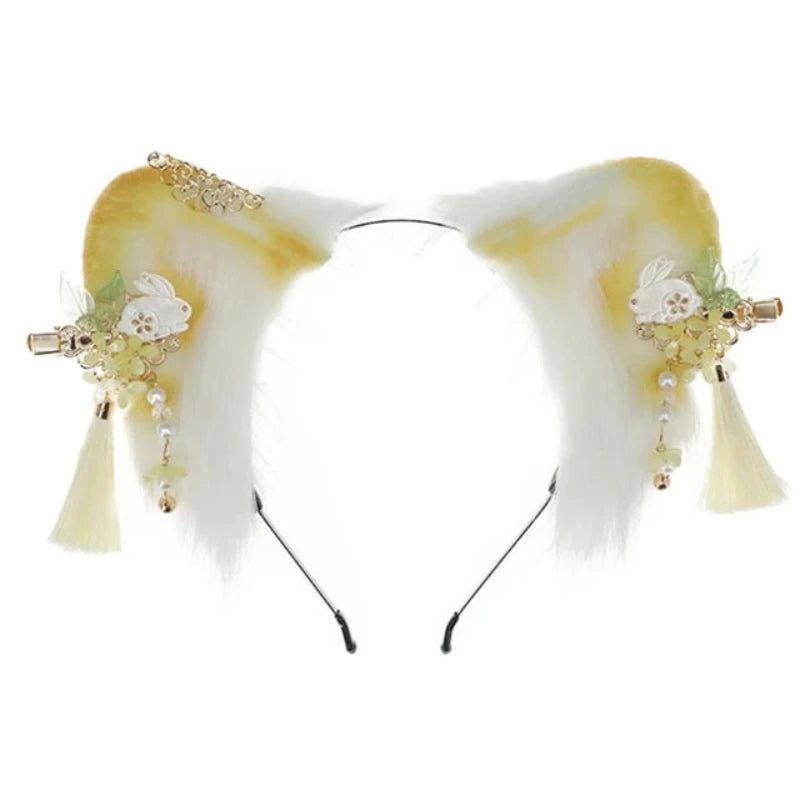 House Of Dasein Women Girls Cartoon Fox Ears Shaped Headband Plush Hair Hoop Cosplay Accessories - Style P1
