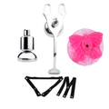 House Of Dasein Strap-Ons Stainless Steel Chastity Cages Inward Pressure Penis Lock Silicone Clit Bdsm Toy - Black Belt Red Head