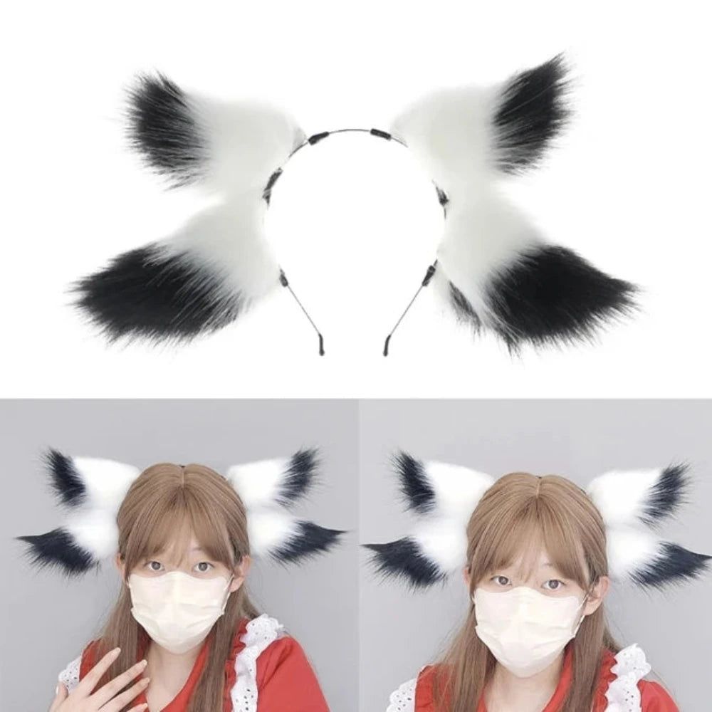 House Of Dasein Women Girls Cartoon Fox Ears Shaped Headband Plush Hair Hoop Cosplay Accessories - Style U