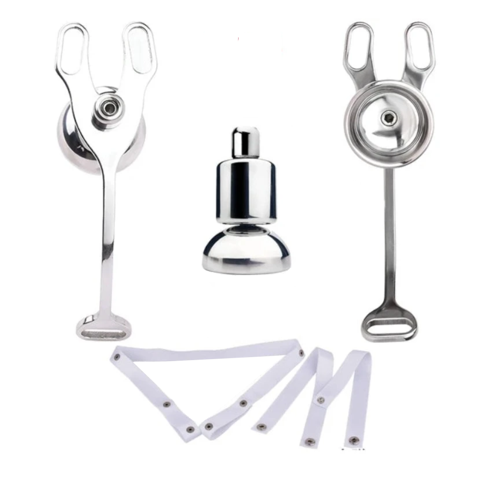 House Of Dasein Strap-Ons Stainless Steel Chastity Cages Inward Pressure Penis Lock Silicone Clit Bdsm Toy - White Belt
