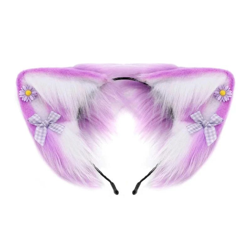 House Of Dasein Women Girls Cartoon Fox Ears Shaped Headband Plush Hair Hoop Cosplay Accessories - Style G-Adult