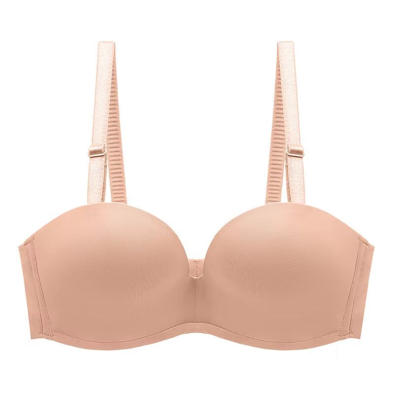 House Of Dasein Summer Smooth Anti-Slip Seamless Gathered Sexy Comfortable Daily Plus Size Single Bra - Apricot - 75B