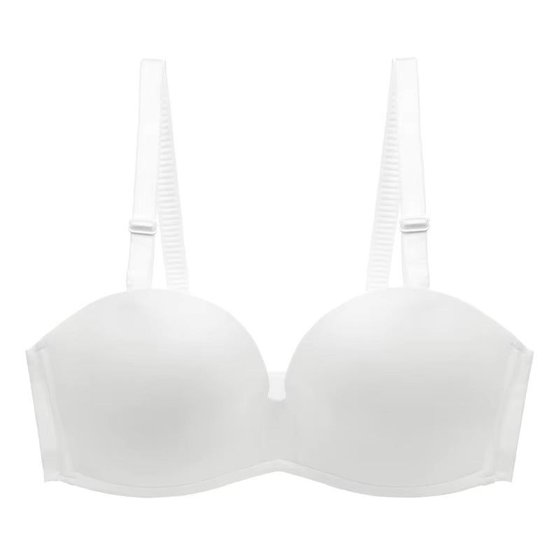 House Of Dasein Summer Smooth Anti-Slip Seamless Gathered Sexy Comfortable Daily Plus Size Single Bra - White - 70C