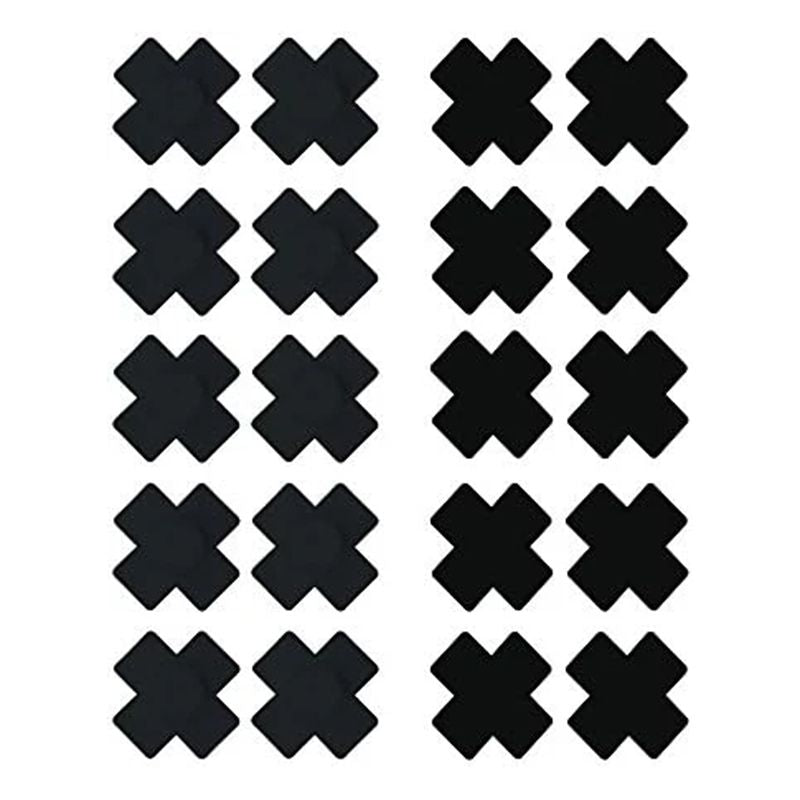 10 Pack Disposable X Plus Sign Cross Self Adhesive Satin Nipple Cover Pasties Stickers Black - Black