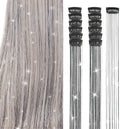 Hair Tinsels Festival Extensions Glitter 12 Piece Clip On Accessory Set 52Cm Long For Christmas And New Year Suitable Women Girls Children (Black)