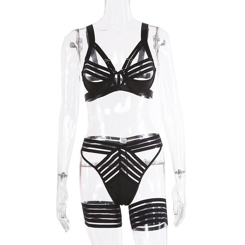 House Of Dasein Hollow Out Strappy Black Bondage Fetish Lingerie Women - M