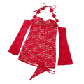 House Of Dasein Hanging Neck Mini Skirt Fashionable Spicy Girl Backless High Waist Slim Fit Hip Hugging Dress - Red - M