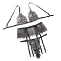 House Of Dasein Mesh Perspective Slimming Bra Set Sexy Underwear 3 Piece - Black - S