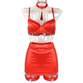 House Of Dasein Christmas Day Uniform Neck Hanging Tassel Split Style Lingerie - Red (Without Gloves) - L