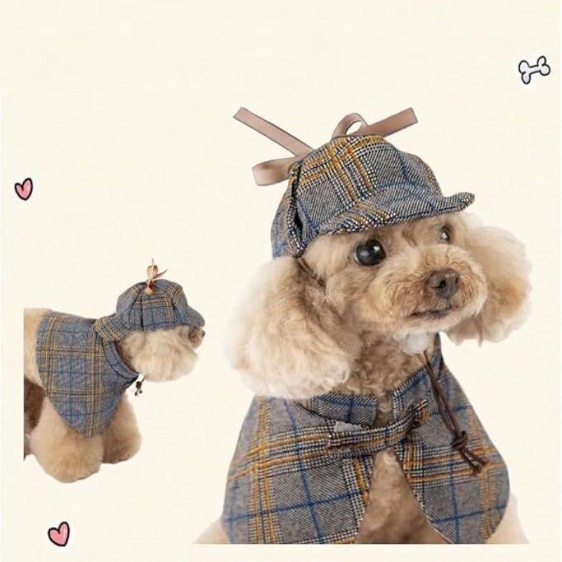 Cute Detective Pet Clothes Set For Small & Medium Dogs And Cats Size