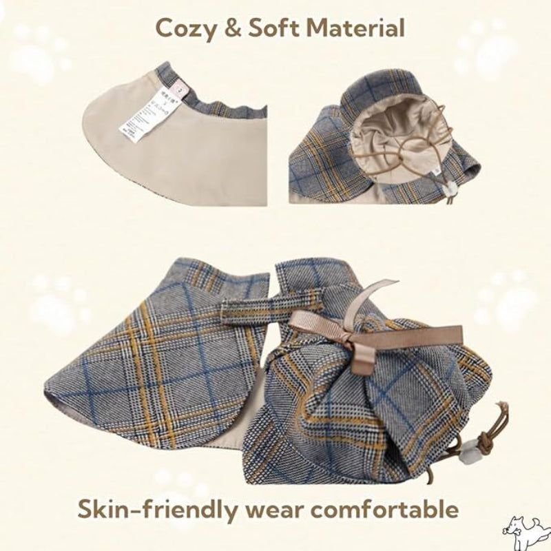 Dog Costume Cute Detective Pet Clothes Set Halloween Cosplay Party Outfit Winter Fashion Cape Cloak Hat For Small Medium & Cat Kitten Grey