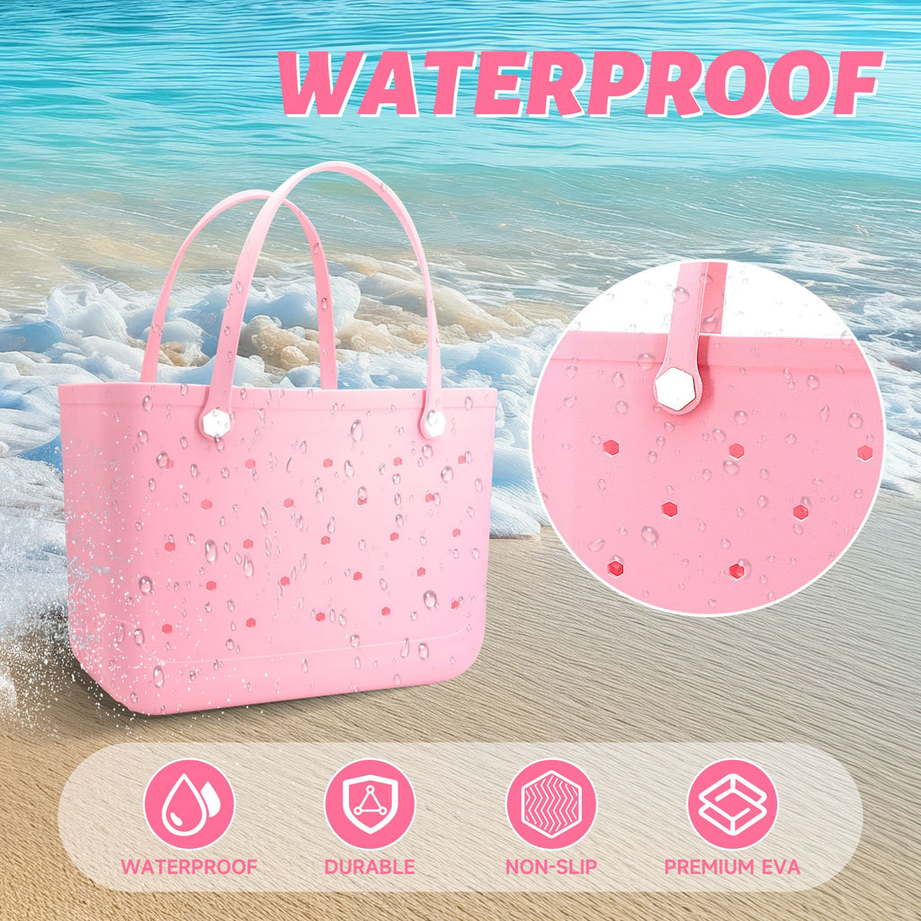 Waterproof Hexagon Mesh Beach Bag - Large Capacity Travel Storage Tote for Swimwear Towel Sunglasses - Pink Large 48x34x24cm