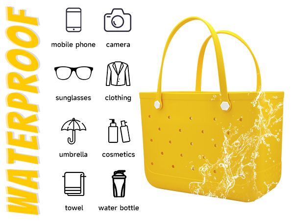 Waterproof Hexagon Mesh Beach Bag - Large Capacity Travel Storage Tote for Swimwear Towel Sunglasses - Yellow Large 48x34x24cm